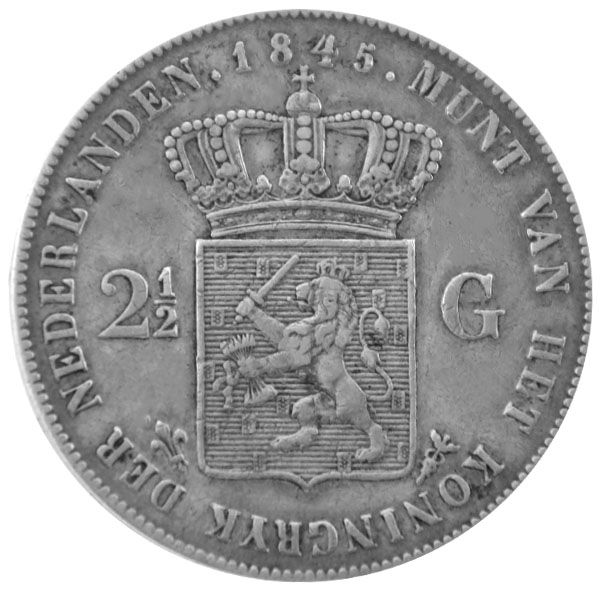 2,5 Gulden Silbermünze - Niederlande - König Willem II.